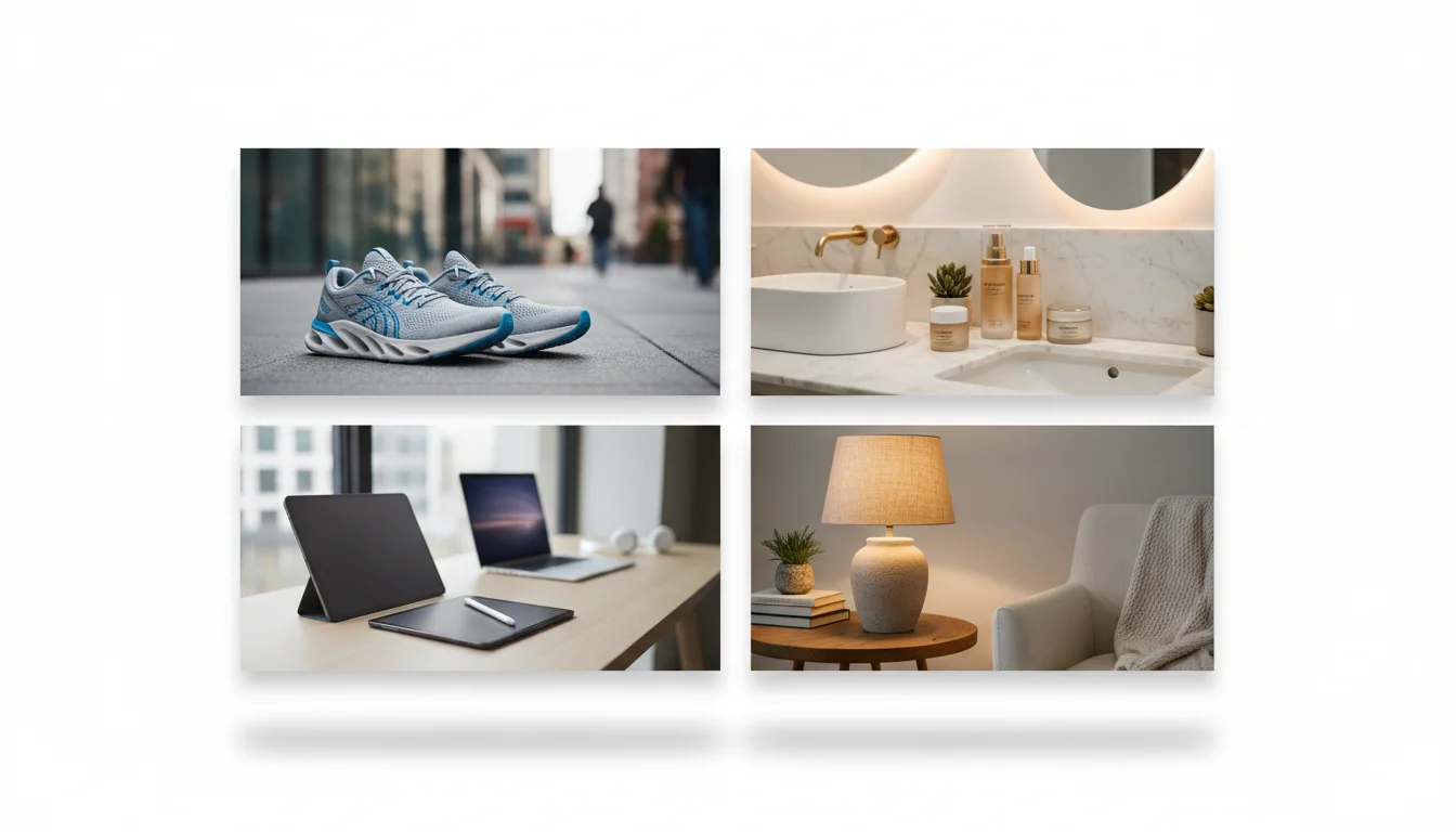 Pixflux.AI Scene Burst cross-category product scene examples