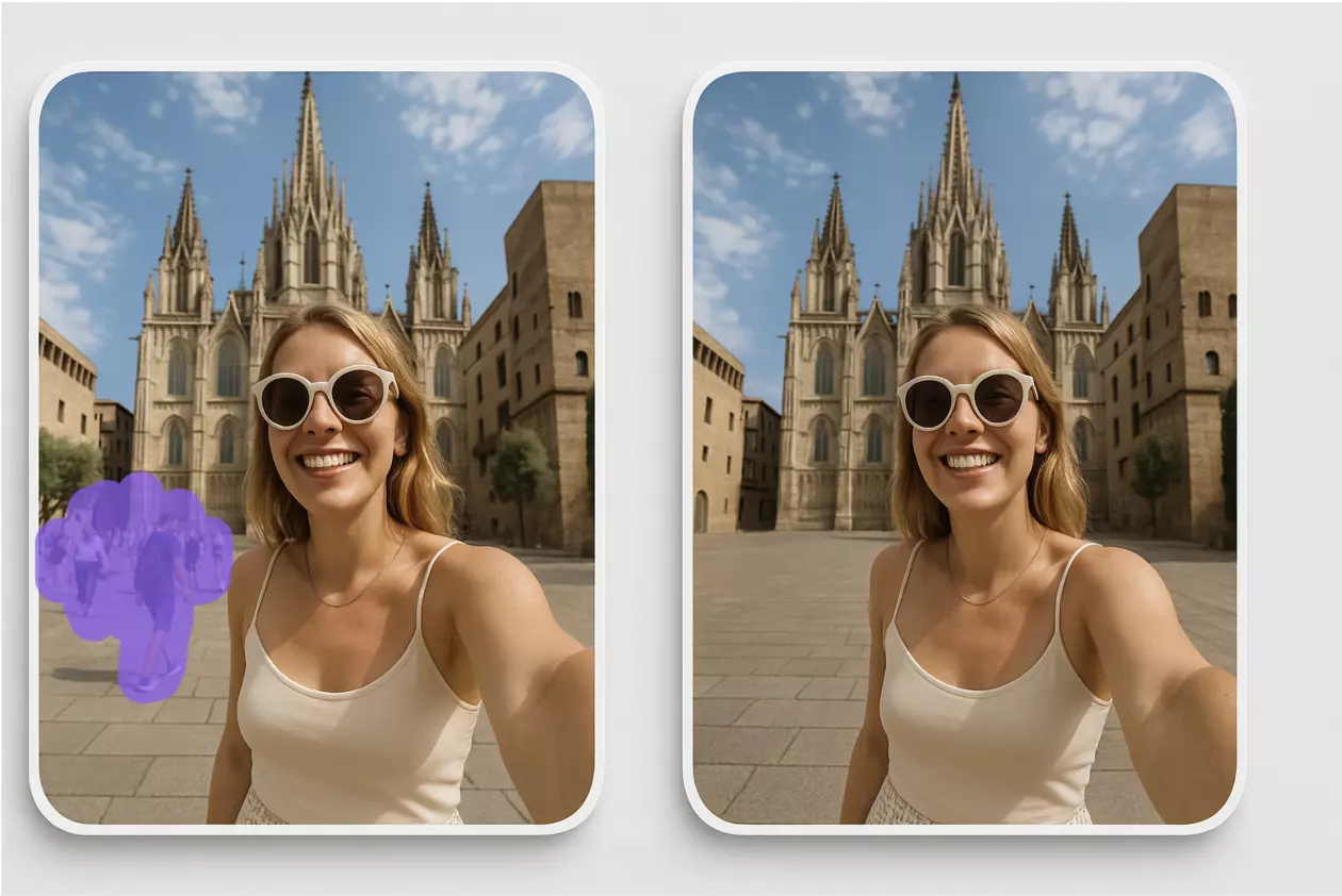 Gothic church scene person removal example