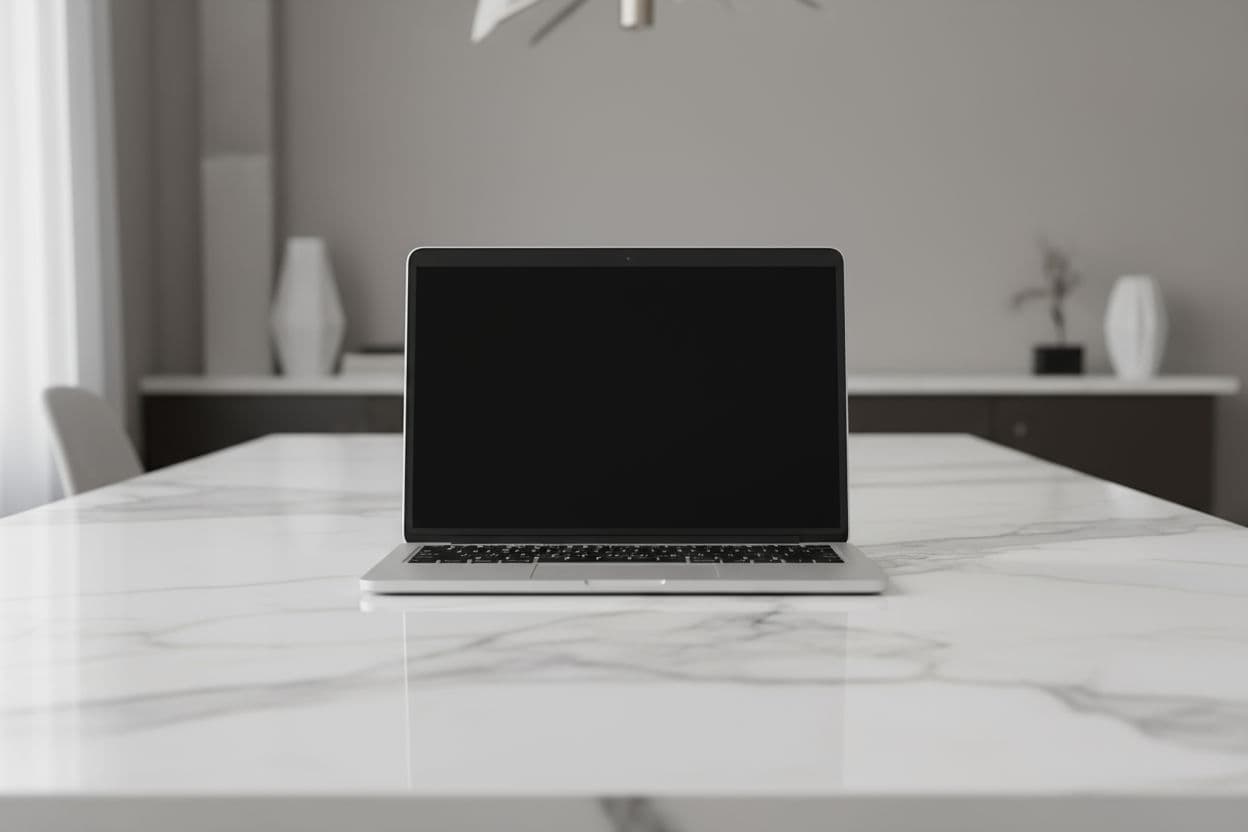 Template Laptop sobre Mármol